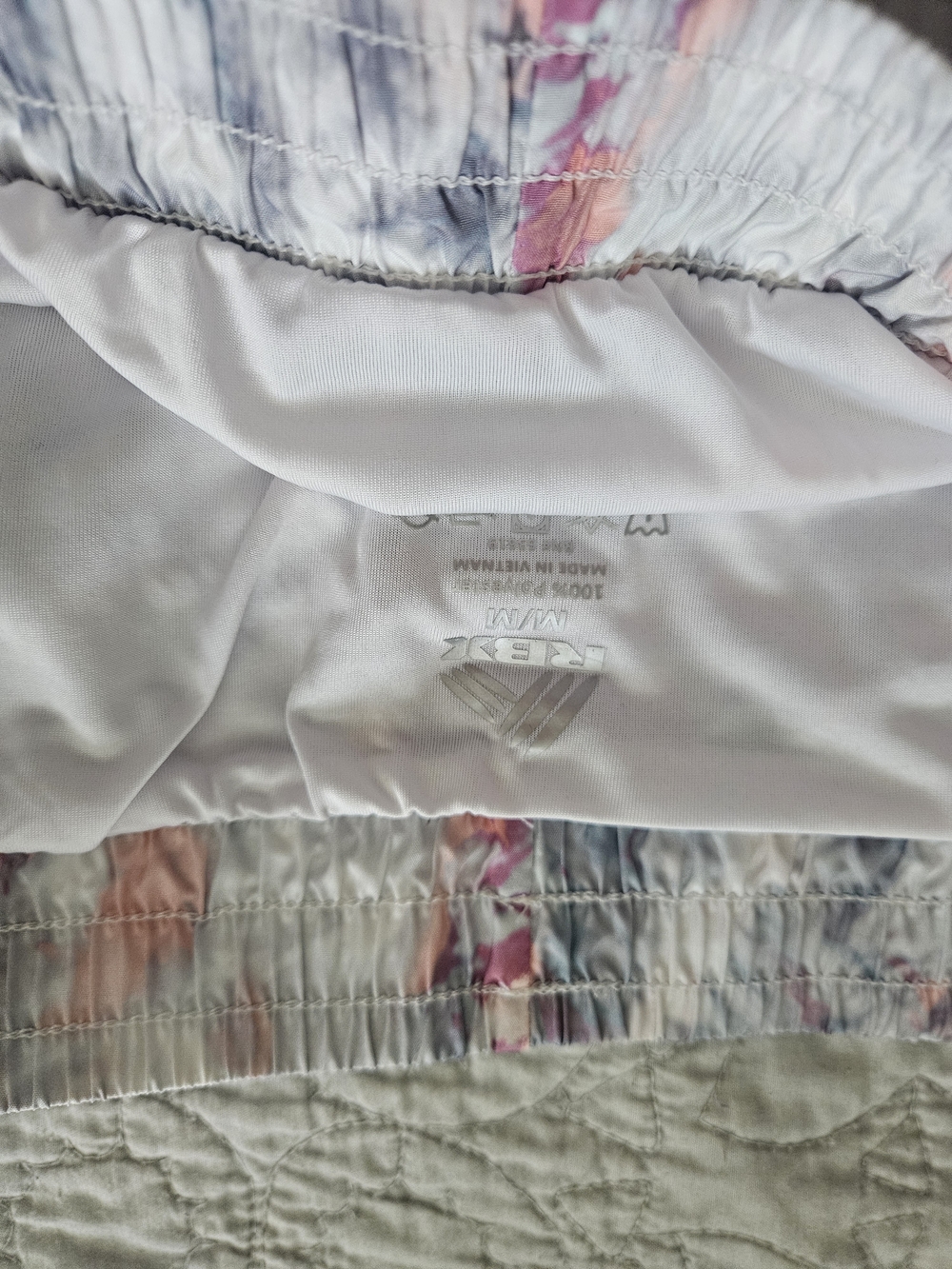 RBX Women's Athletic Shorts in White with Pastel Pink & Blue Tie-Dye
